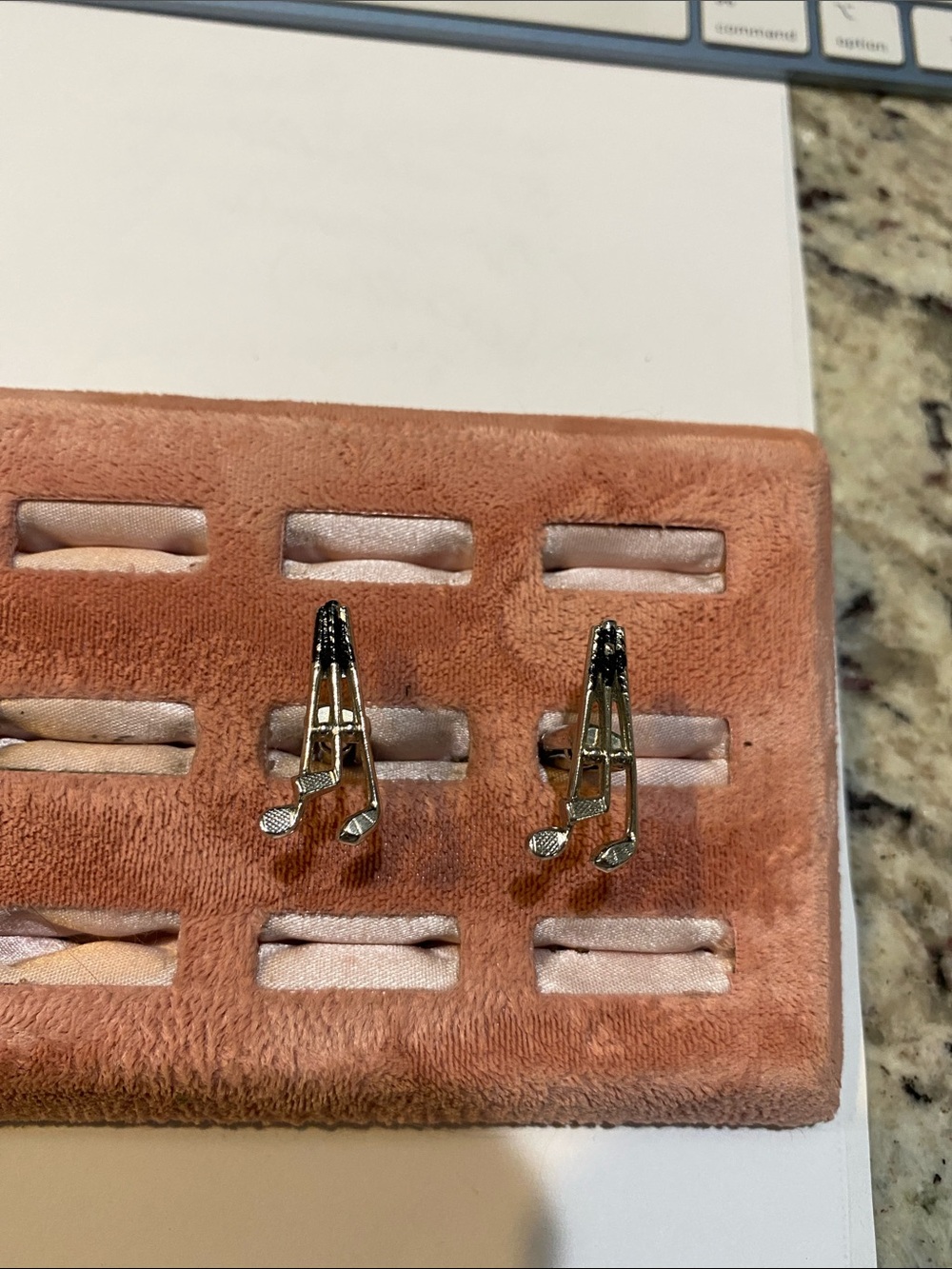 Silver Tone Golf Club Cufflinks with Black Accents